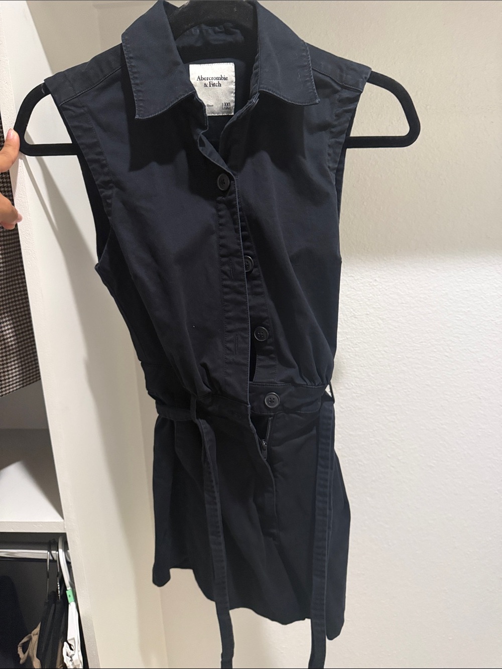 Abercrombie & Fitch Navy Sleeveless Button-Front Jumpsuit